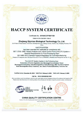 HACCP System Certificate