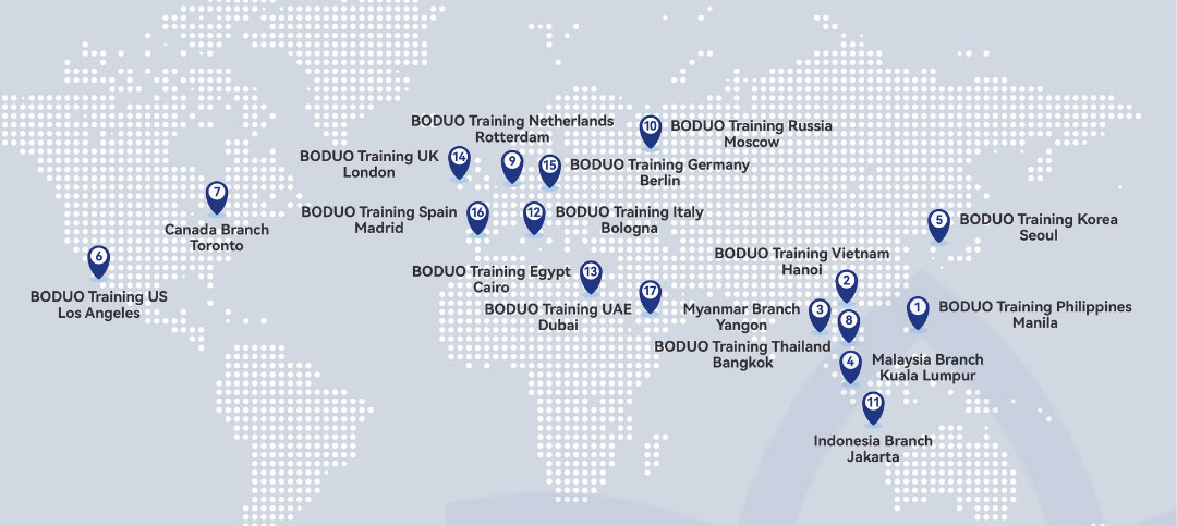 BODUO Training program global distribution map